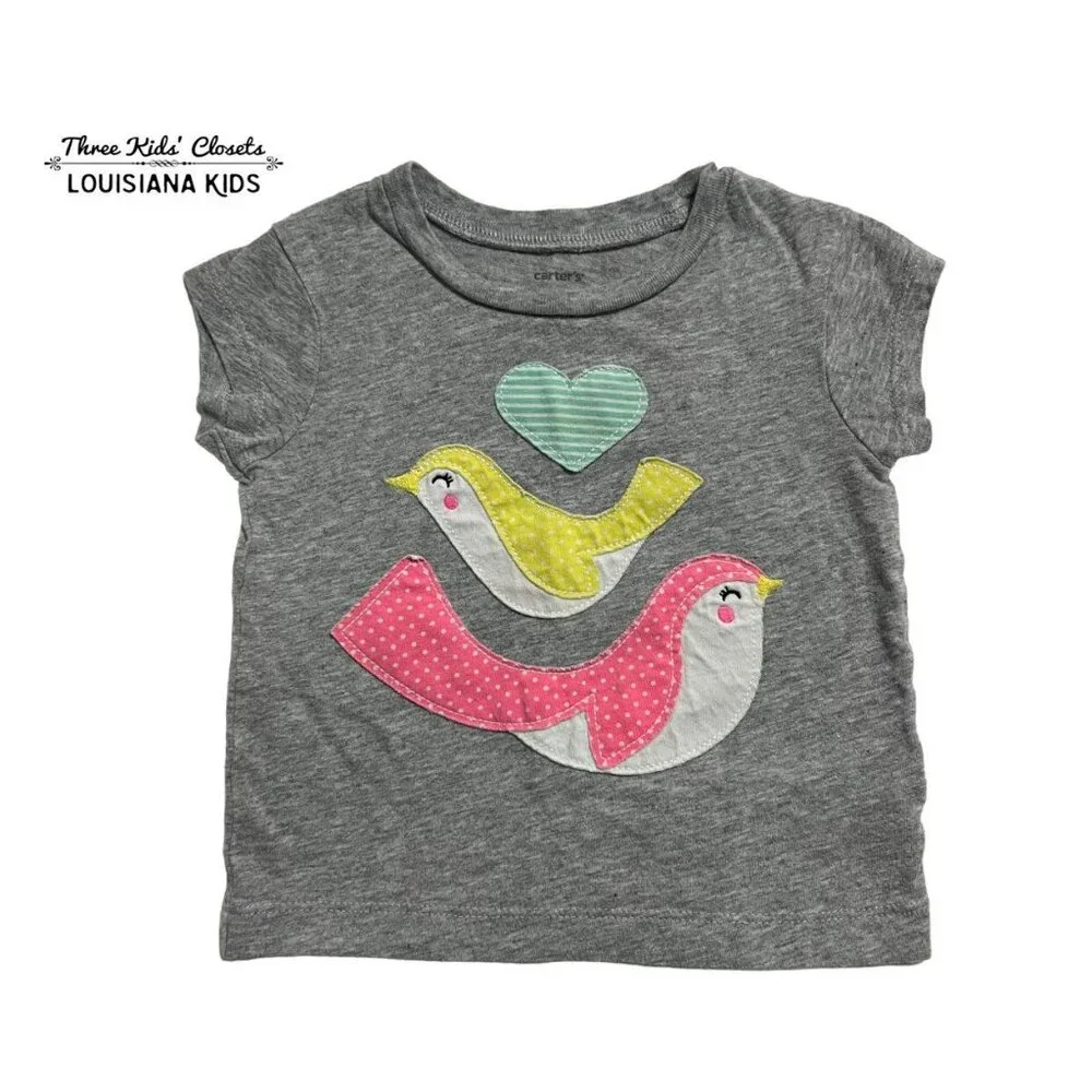 Carter's 12m Bird & Heart Appliqué Shirt